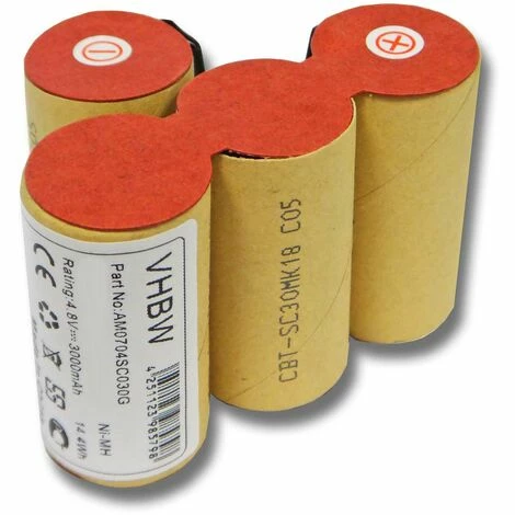 Batterie Ni-MH vhbw 3000mAh (4.8V) pour Vileda AS-193E9A. Remplace: 4SC3000. Batterie Ni-MH Vhbw 3000mAh (4.8V) Pour Vileda AS-193E9A. Remplace: 4SC3000. -Aspirateur et sac Soldes 25165592 1