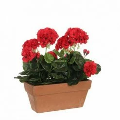 JARDIBRICODECO Geranium Pvc Rouge Avec Pot Pour Balcon 29x13x40cm