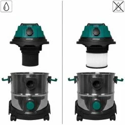 VONROC Aspirateur à Eau Et Poussière 1400W– Réservoir De 20L Et Tuyau De 3m - Mise En Marche Automatique, Fonction De Soufflage -Aspirateur et sac Soldes 35347858 3