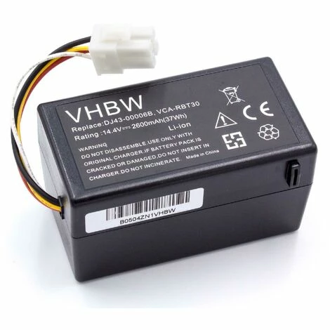 vhbw Batterie Li-Ion 2600mAh (14.4V) pour aspirateur ménager Samsung Navibot VCR8930, SR8930 comme DJ43-00006B, VCA-RBT30. Vhbw Batterie Li-Ion 2600mAh (14.4V) Pour Aspirateur Ménager Samsung Navibot VCR8930, SR8930 Comme DJ43-00006B, VCA-RBT30. -Aspirateur et sac Soldes 41580344 1