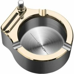 AIDUCHO Cendrier Rétro En Métal, Pratique Et Facile à Nettoyer, Utilisé Dans Le Salon, Le Bureau, Le Bar, Le Meilleur Cadeau Pour Homme, Petit Ami, Mari Et Clients (or)