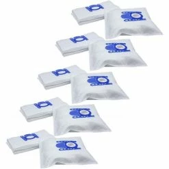 Vhbw 50x Sacs Compatible Avec Bosch BSGL 40 000 - 49 999 GL 40 Aspirateur - Microfibres Non Tissées, 27cm X 20cm, Blanc / Bleu
