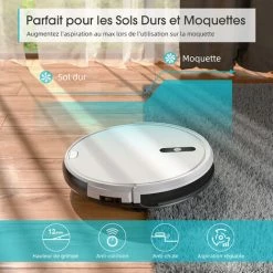APOSEN Aspirateur Robot, Robot Aspirateur Avec Navigation Gyroscopique, Cartographie, 4 Modes De Nettoyage，Auto-charge -Aspirateur et sac Soldes 51137799 5