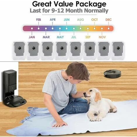 TANABATA Lot de 8 sacs d'aspirateur de rechange pour iRobot Roomba série I & S i7 i7+ 7550, i3 i3 Plus 3550, i6 i6+ 6550, i8 i8+ 8550, S9 S9+/9550, filtre automatique de la saleté avec base propre TANABATA Lot De 8 Sacs D'aspirateur De Rechange Pour IRobot Roomba Série I & S I7 I7+ 7550, I3 I3 Plus 3550, I6 I6+ 6550, I8 I8+ 8550, S9 S9+/9550, Filtre Automatique De La Saleté Avec Base Propre -Aspirateur et sac Soldes 53925888 2