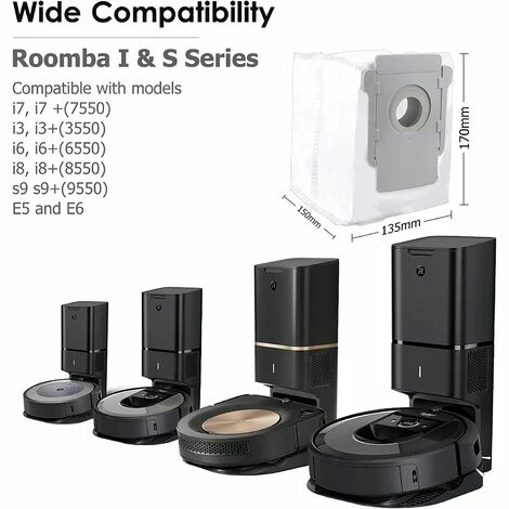 TANABATA Lot de 8 sacs d'aspirateur de rechange pour iRobot Roomba série I & S i7 i7+ 7550, i3 i3 Plus 3550, i6 i6+ 6550, i8 i8+ 8550, S9 S9+/9550, filtre automatique de la saleté avec base propre TANABATA Lot De 8 Sacs D'aspirateur De Rechange Pour IRobot Roomba Série I & S I7 I7+ 7550, I3 I3 Plus 3550, I6 I6+ 6550, I8 I8+ 8550, S9 S9+/9550, Filtre Automatique De La Saleté Avec Base Propre -Aspirateur et sac Soldes 53925888 3