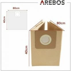 AREBOS Lot De 5 Sacs D'aspirateur | Compatibles Avec Les Aspirateurs Industriels | 1800 W | Avec EAN 4260627420117 | Papier Spécial | 2 Couches | 41,5 X 43 Cm -Aspirateur et sac Soldes 55213324 4