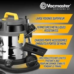 VACMASTER PROFESSIONAL Aspirateur Eau Et Poussières 1600W - 20L Inox - 27 Kpa Avec Prise Intégrée -Aspirateur et sac Soldes 55298737 4