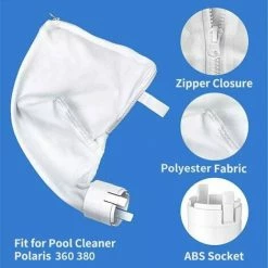 GALOZZOIT Sacs Pour Nettoyeur De Piscine Pour Polaris 280 Ou 480, 2 Pièces Nylon Remplacement De Sac Zipper Sacs à En Maille à Usage Multiple -Aspirateur et sac Soldes 60001040 3