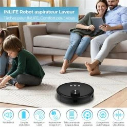 INLIFE Aspirateur Robot Et Laveur 2 En 1 MT-1200A Aspirateur Navigation Laser 3000Pa Electroménager Fonctionne Avec WiFi/App/Alexa/Google Détection Des Tapis -Aspirateur et sac Soldes 60100021 4
