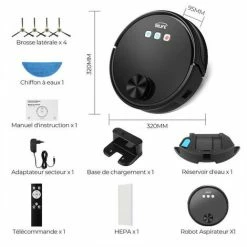 INLIFE Aspirateur Robot Et Laveur 2 En 1 MT-1200A Aspirateur Navigation Laser 3000Pa Electroménager Fonctionne Avec WiFi/App/Alexa/Google Détection Des Tapis -Aspirateur et sac Soldes 60100021 5