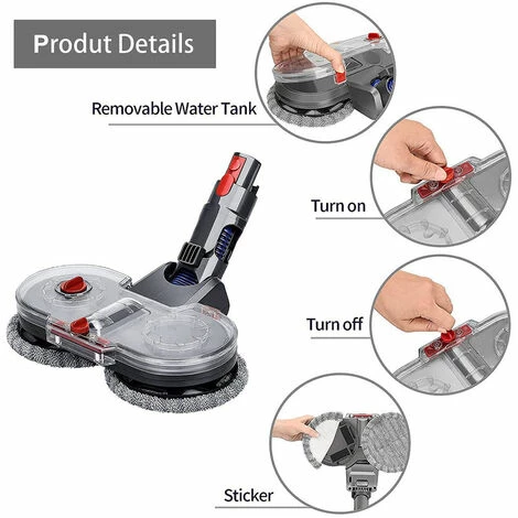 BENOBBY KIDS Tête de vadrouille électrique pour aspirateur Dyson V11 V10 V8 V7 V15 avec réservoir d'eau amovible, 6 vadrouilles lavables + 1 réservoir de recharge BENOBBY KIDS Tête De Vadrouille électrique Pour Aspirateur Dyson V11 V10 V8 V7 V15 Avec Réservoir D'eau Amovible, 6 Vadrouilles Lavables + 1 Réservoir De Recharge -Aspirateur et sac Soldes 60644162 4