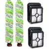 FUHUIDATRADING 2 Filtre De Rechange Bissell Crosswave 3 En 1 Nettoyant Multi-Surfaces Lavable 1866 Et 2 Brosses Rouleaux Multi-Surfaces 1868 Compatible Avec Bissell Crosswave 17132 Série 1785 (Pack Combo)