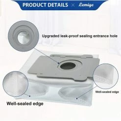 MEZHENG 24 Pièces De Sacs Sous Vide Conviennent Pour Roomba I7 I7+ J7 J7+/Plus (7550) I3+ (3550) I4+ (4552) I6+ (6550) I8+ (8550) S9+ (9550) Base De Nettoyage Série I & S & J Sac De Traitement Automatique De La Saleté ( 24 Sacs) -Aspirateur et sac Soldes 64119409 4