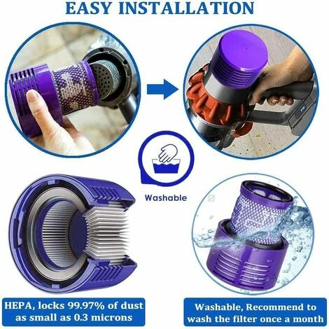 OSQI Lot de 2 filtres de rechange lavables pour aspirateurs Dyson V10 Filtre de rechange Dyson pour la série V10 SV12 OSQI Lot De 2 Filtres De Rechange Lavables Pour Aspirateurs Dyson V10 Filtre De Rechange Dyson Pour La Série V10 SV12 -Aspirateur et sac Soldes 65506227 4