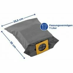 WENKO Sac Aspirateur Universel Réutilisable, Pour Les Aspirateurs à Sacs De Taille Standard, Capacité 7 L, Lavable En Machine, 100% Polyester, 35x7,2x25,5 Cm, Gris - Bleu -Aspirateur et sac Soldes 6578734 3