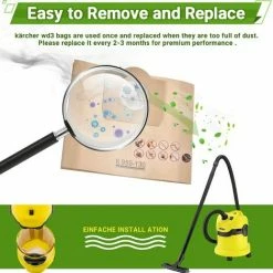 ZOLGINAH Sacs Aspirateur Pour Karcher 6.959-130.0 WD3 WD3P MV3 Sacs Filtrants En Papier De Rechange Pour Aspirateur Wet & Dry, Sac Pour Karcher WD3 Premium Accessoires Pièces Détachées（10 Lots） -Aspirateur et sac Soldes 67634002 4